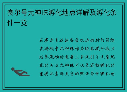 赛尔号元神珠孵化地点详解及孵化条件一览